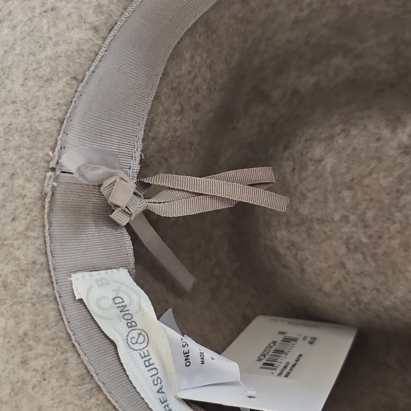 NWT Treasure & Bond Double -Braid Wool Felt Fedora Adjustable Hat Beige One Size - Picture 11 of 14